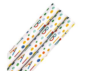 Hallmark Birthday Wrapping Paper Bundle - 3 Rolls in 1 Patterned Design, Birthday Roll Wrap Bundle
