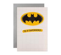Hallmark Blank Batman Birthday Card - Personalisable Design with Sticker Sheet, White, Black & Yellow,25568079