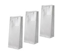Hallmark Bottle Bags, Pack of 3, Silver Foil Waves Design, Birthday, Christmas, Gift Bags, White