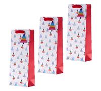 Hallmark Bottle Bags, Gift Bags for Presents, Pack of 3, Rainbow Trees Design, Red, Yellow, Blue