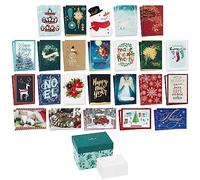 Hallmark Boxed Christmas Card Assortment with Keepsake Box (48 Cards and Envelopes) Angels, Santa, Penguins, New Year, Snowmen, Ornaments