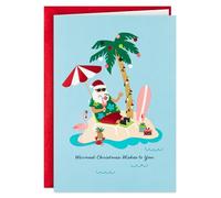 Hallmark Boxed Christmas Cards, Tropical Santa (16 Cards and 16 Envelopes) Warmest Christmas Wishes