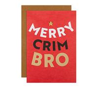 Hallmark Brother Christmas Card Contemporary Fun Design Red Gold