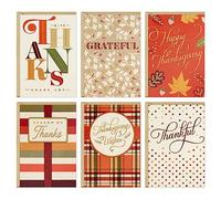 Hallmark Bulk Thanksgiving Cards Assortment (72 Cards with Envelopes) Stripes, Leaves, Plaid