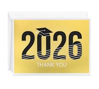 Hallmark Bulk Year-Dated Graduation Thank You Notes, 2026 Black with Gold Foil (40 Blank Cards with Envelopes) for High School, College, University