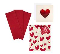 Hallmark Card, Bag and Tissue Bundle - Heart Design with Medium Bag