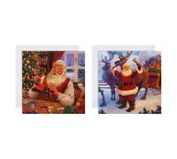 Hallmark Charity Christmas Cards, Boxed Cards, Pack of 16, 2 Retro Santa Designs, Red