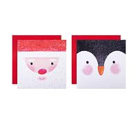 Hallmark Charity Christmas Cards, Cute Santa and Penguin Designs, Pack of 16, 25572296, Santa and Penguin Card Pack