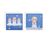 Hallmark Charity Christmas Cards - Pack of 16 in 2 Cute Retro Angel Designs
