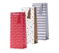 Hallmark Christmas Bottle Bag, Pack of 3, Red, Silver and Gold