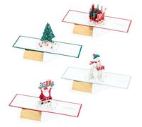 Hallmark Christmas Card, 3D and Pop-Up Card, Pack of 4 in 4 Festive Designs, Santa, Tree, Sleigh, Snowman, Red, Green, Blue