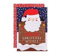 Hallmark Christmas Card, 3D and Pop-Up Card, Santa & Chimney, Cute Santa, Red, Blue