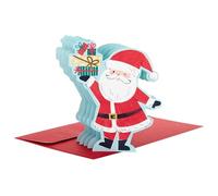 Hallmark Christmas Card, 3D and Pop Up Christmas Card, Santa and Presents, Red, Blue
