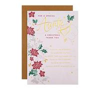 Hallmark Christmas Card for Auntie, Traditional Design, 25562935 | A5 Size, Embossed, Gold Foil, Recyclable, Kraft Envelope, 22.8 X 15.9 Cm