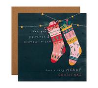 Hallmark Christmas Card for Brother and Sister In Law - Festive Stockings Design, 25558874, Multicoloured