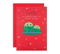 Hallmark Christmas Card for Daddy, Humorous Brussel Sprouts, 25559410 | Multicoloured, Measures 22.8 X 15.9 Cm, Fully Recyclable, Embossed Star, Red Envelope