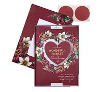 Hallmark Boxed Christmas Card for Fiancée - Traditional Heart and Wreath Design
