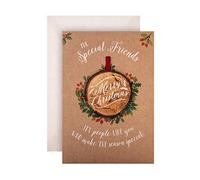 Hallmark Christmas Card for Friends, Hanging Keepsake, Contemporary Design | Removable Wooden Decoration, Modern Style, 22.8x15.9cm, White Envelope, Keepsake