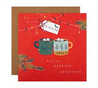 Hallmark Christmas Card for Friends, Hot Chocolate Mugs, Contemporary | Measures 19.8 Cm by 19.8 Cm, Multicoloured Design, 3D-effect Attachment, Brown Kraft Envelope (25559784)