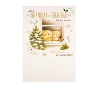 Hallmark Christmas Card for Grandma and Grandad, Forever Friends Design, A5 | Embossed Elements with Gold Foil Details, Bright Red Envelope Included, 22.8 Cm by 15.9 Cm, Beige and Green Colours