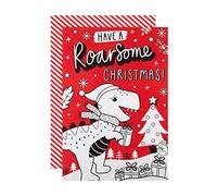 Hallmark Christmas Card for Kids - Fun Crayola Dinosaur Roarsome Colour In Design with Fold Out Banner