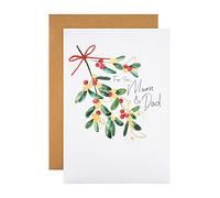 Hallmark Christmas Card for Mum and Dad - Illustrated Festive Leaves and Berries Design