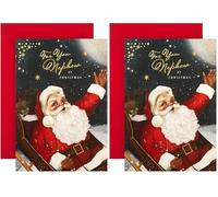 Hallmark Christmas Card for Nephew - Classic Santa Design (Pack of 2)