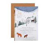 Hallmark Christmas Card for Son, Foxes Winter Scene, Winter Design | Model 25559754, 22.8 X 15.9 Cm, 3D Gold Foil, Twine Bow, Recyclable, Kraft Envelope