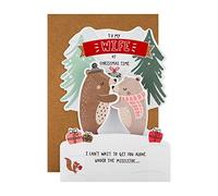 Hallmark Christmas Card for Wife - Cute Pop Up Bears and Mistletoe Design