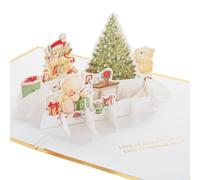 Hallmark Christmas Card, Forever Friends Card, 3D & Pop Up Card, Forever Friends Bears with Gifts, With Gold Foil Details, White, Gold