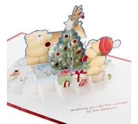 Hallmark Christmas Card, Forever Friends Card, 3D & Pop Up Card, Forever Friends Bears with Reindeer, With Red Foil Details, White, Red