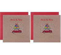 Hallmark Christmas Card From Across The Miles - Contemporary Illustrated Design, 25561103, Multicoloured (Pack of 2)