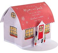 Hallmark Christmas Card, Mum & Dad Christmas Card, 3D & Pop Up Card, Santa's Grotto, House Design, Red