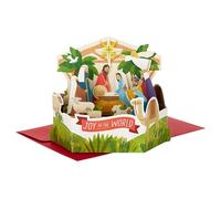 Hallmark Christmas Card, Nativity Scene, 3D Pop Up, Religious, Green, Red | 15.5cm X 7.5cm X 11.2cm, Multicoloured, Fully Recyclable, Includes Red Envelope