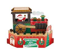 Hallmark Christmas Card, Santa's Polar Express, Musical, Motion Wheel, Pop Up Christmas card, 3D Christmas Card, Red, Green