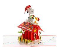 Hallmark Christmas Card, Snoopy & Woodstock, 3D Pop Up, Peanuts Comics, Red | Measures 19 Cm by 14 Cm, Includes White Envelope with Gold Lining, Fully Recyclable, Laser Cut Design