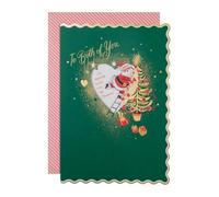 Hallmark Christmas Card To Both of You - Santa Tree Design | Card Measures: 26cm by 18cm, Gold Foil & Embossed Details, Heartfelt Message