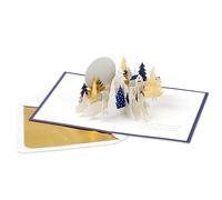 Hallmark Christmas Card, Winter Woodland Design, 3D and Pop Up Card, Reindeer, Deer, White, Gold, Navy
