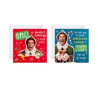 Hallmark Christmas Cards Buddy the Elf Designs, Funny, 16-Pack, Red | Set of 2 Buddy the Elf Card Styles, Fully Recyclable, Measures 16x16 Centímetros, Includes White Envelopes