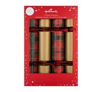 Hallmark Christmas Crackers, 2 Gold & Tartan Designs, Pack of 12 in 2 Designs, Snakes & Ladders, Gold, Red & Green