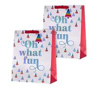 Hallmark Christmas Gift Bags, Oh What Fun, 2-Pack, Festive Designs | Red, White, Rainbow Tree, 33x26.5x14.6cm, Paper, Ribbon Handles, Gift Tags
