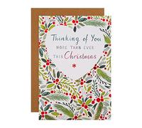 Hallmark Christmas Thinking of You Card, Illustrated Text Design | 22.8cm X 15.9cm, Multicoloured, Fully Recyclable, Brown Kraft Envelope, 25572119