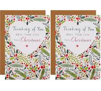 Hallmark Christmas Thinking of You Card - Traditional Illustrated Text Design, 25572119, Multicoloured (Pack of 2)