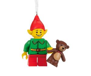 Hallmark Collectable Keepsake LEGO Minifigure Elf and Teddy Ornament | Christmas Tree Decoration, H5.7cm by W6.1cm by D3.5cm