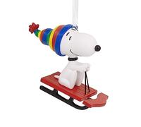 Hallmark Collectable Peanuts Snoopy on Sled Ornaments, Snoopy Decoration, Christmas Hanging Ornament, Gifts for Christmas, Peanuts Comics