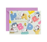 Hallmark Contemporary PEANUTS SNOOPY 'Colourful Banner' Birthday Card