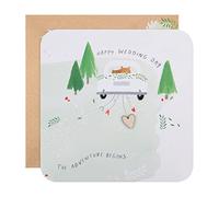 Hallmark Contemporary Wedding Congratulations Card - Cute Square Design with Embossed Details and Heart Attachment