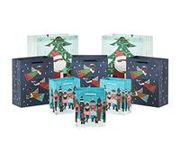 Hallmark Cute Holiday 8-Pack, 3 Small, 3 Medium, 2 Large Gift Bags Assorted Sizes, Black Santa, African-American Angels, Carolers
