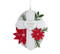 Hallmark Dayspring Cross with Poinsettias Religious Christmas Ornament