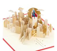 Hallmark DC Comics Superman, 3D & Pop-Up Any Occasion Card, Clark Kent, Birthday, Fathers Day, Son, Dad, Nephew, Superhero, Gold